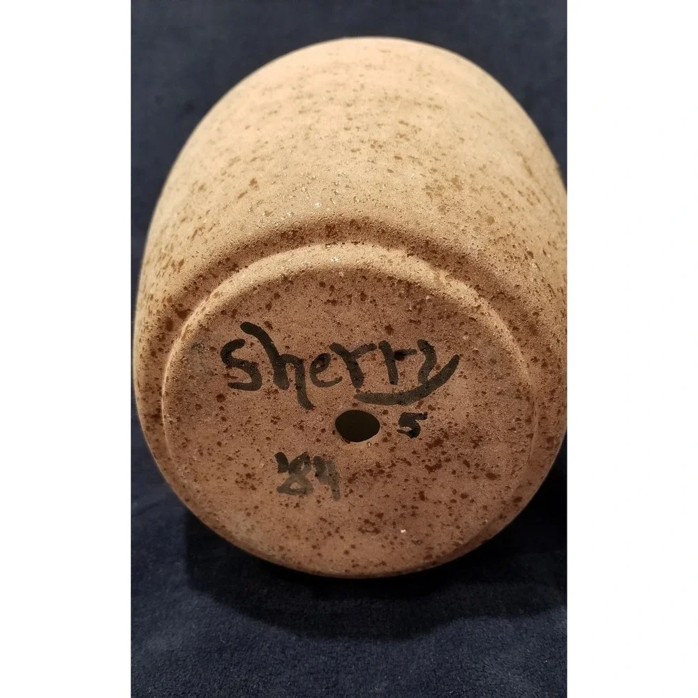 Vintage Ceramic Stoneware Vase Planter Signed by Artist 9.5